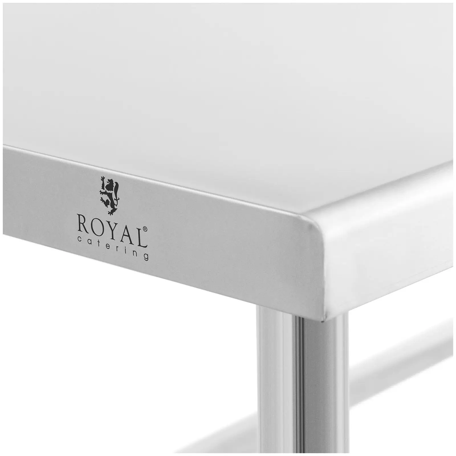 Rozsdamentes acél asztal - 120 x 70 cm - hátsó perem - terhelhetőség: 93 kg - Royal Catering