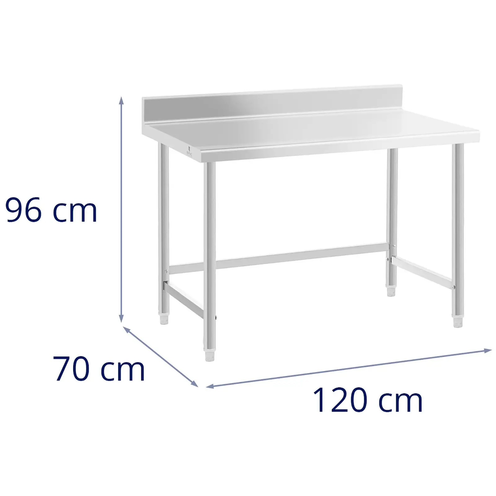 Edelstahl-Arbeitstisch - ECO - 120 x 70 cm - 93 kg - Aufkantung - Royal Catering