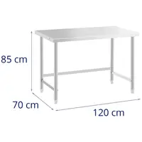 Τραπέζι από ανοξείδωτο ατσάλι - 120 x 70 cm - προστατευτική επιφάνεια - χωρητικότητα 93 kg - Royal Catering