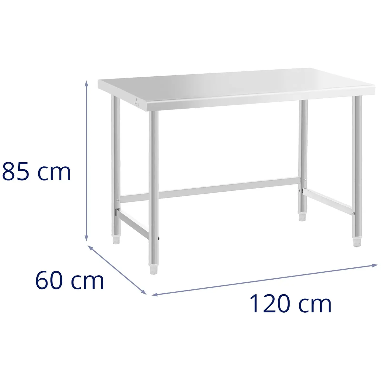Pracovní stůl z ušlechtilé oceli - 120 x 60 cm - nosnost 91 kg - Royal Catering