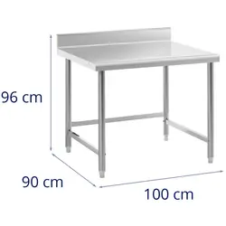 Stainless steel table - 100 x 90 cm - backsplash - 93 kg load capacity - Royal Catering