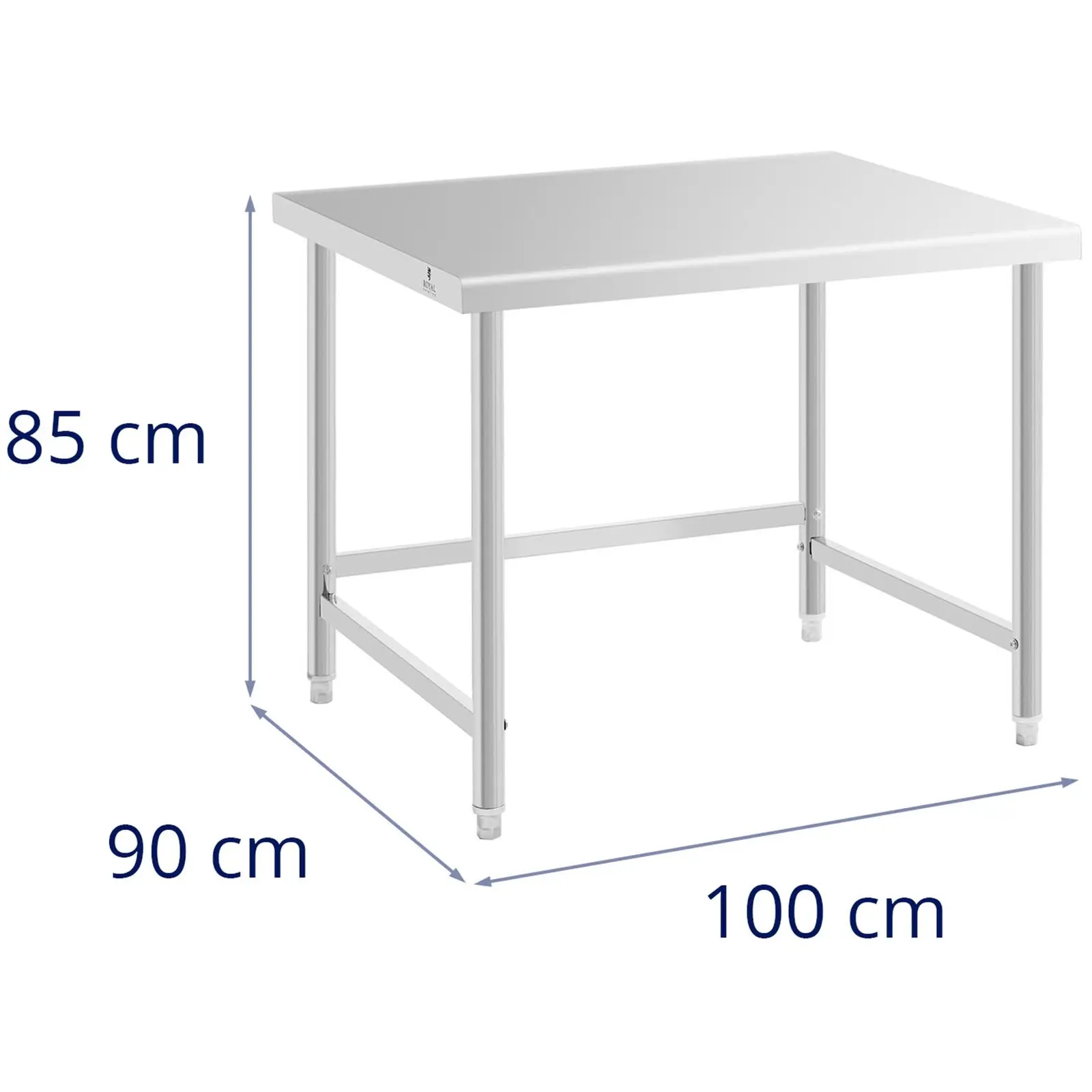 Factory second Stainless steel table - 100 x 90 cm - 93 kg load capacity - Royal Catering (Weight: 15.6 kg)