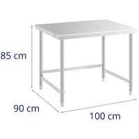 Werktafel roestvrij staal - 100 x 90 cm - 93 kg capaciteit - Royal Catering