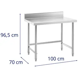 Table de travail inox - 100 x 70 cm - Dosseret - Capacité de 92 kg - Royal Catering