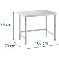 Rozsdamentes acél asztal - 100 x 70 cm - teherbírás 92 kg - Royal Catering