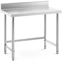 Pracovný stôl z nehrdzavejúcej ocele - 100 x 60 cm - lem - nosnosť 90 kg