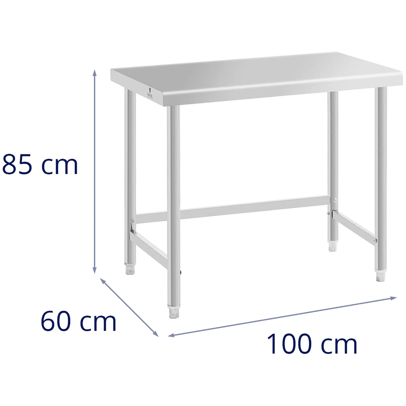 Rozsdamentes acél asztal - ECO - 100 x 60 cm - 90 kg - Royal Catering (Asztali terhelhetőség: 300 kg)