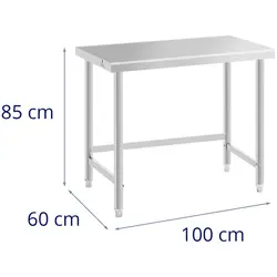 Rozsdamentes acél asztal - 100 x 60 cm - teherbírás 90 kg - Royal Catering