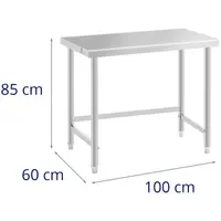 Τραπέζι από ανοξείδωτο ατσάλι - 100 x 60 cm - χωρητικότητα 90 kg - Royal Catering