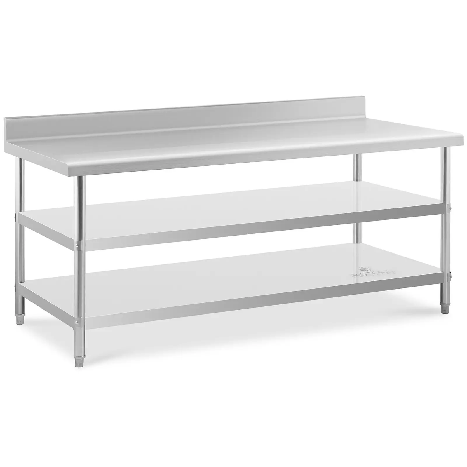 Stół ze stali nierdzewnej z półkami - 200 x 90 x 16.5 cm - 240 kg - 2 półki - Royal Catering