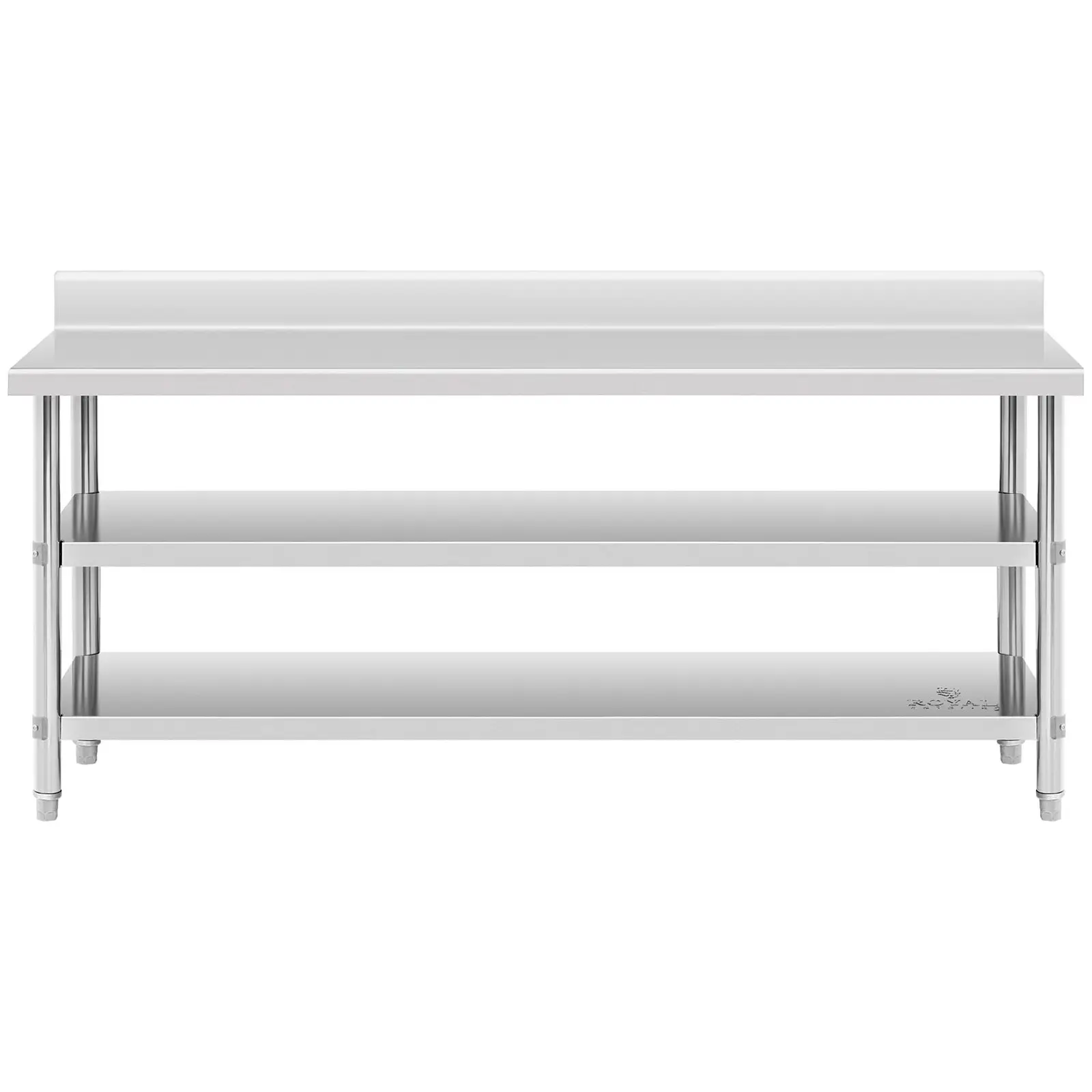 Edelstahltisch mit Aufkantung - 200 x 90 x 16.5 cm - 240 kg - 2 Ablagen - Royal Catering 