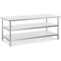 Stainless steel table - 200 x 90 x 5 cm - 240 kg - 2 shelves - Royal Catering