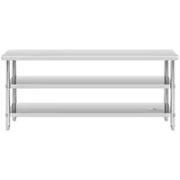 Stainless steel table - 200 x 90 x 5 cm - 240 kg - 2 shelves - Royal Catering