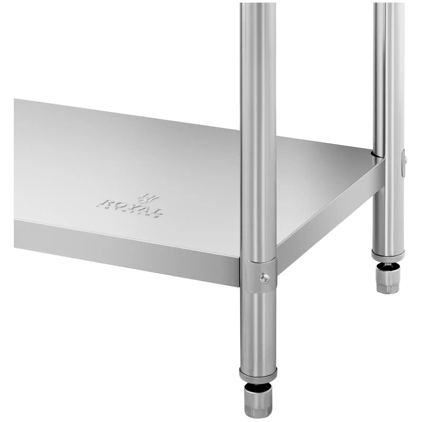 Table de travail inox - ECO - 200 x 70 cm - 235 kg - étagère intermédiaire - Royal Catering (Nombre de tablettes: 2)