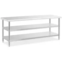 Stainless steel table - 200 x 70 x 5 cm - 231 kg - 2 shelves - Royal Catering