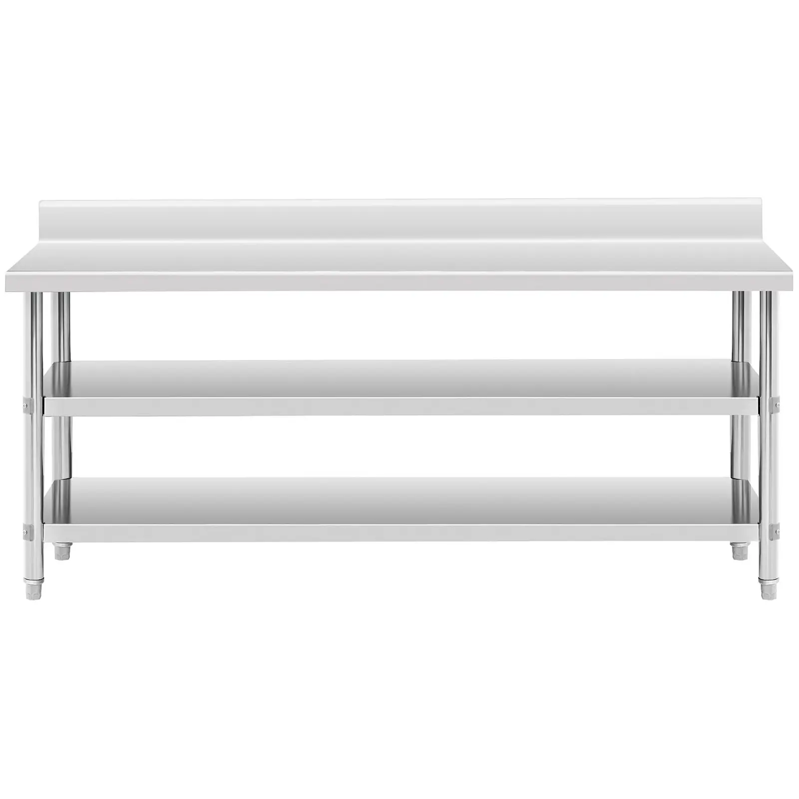 Table de travail inox - ECO - 200 x 60 cm - 235 kg - étagère intermédiaire - Royal Catering (Capacité de charge totale: 235 kg)