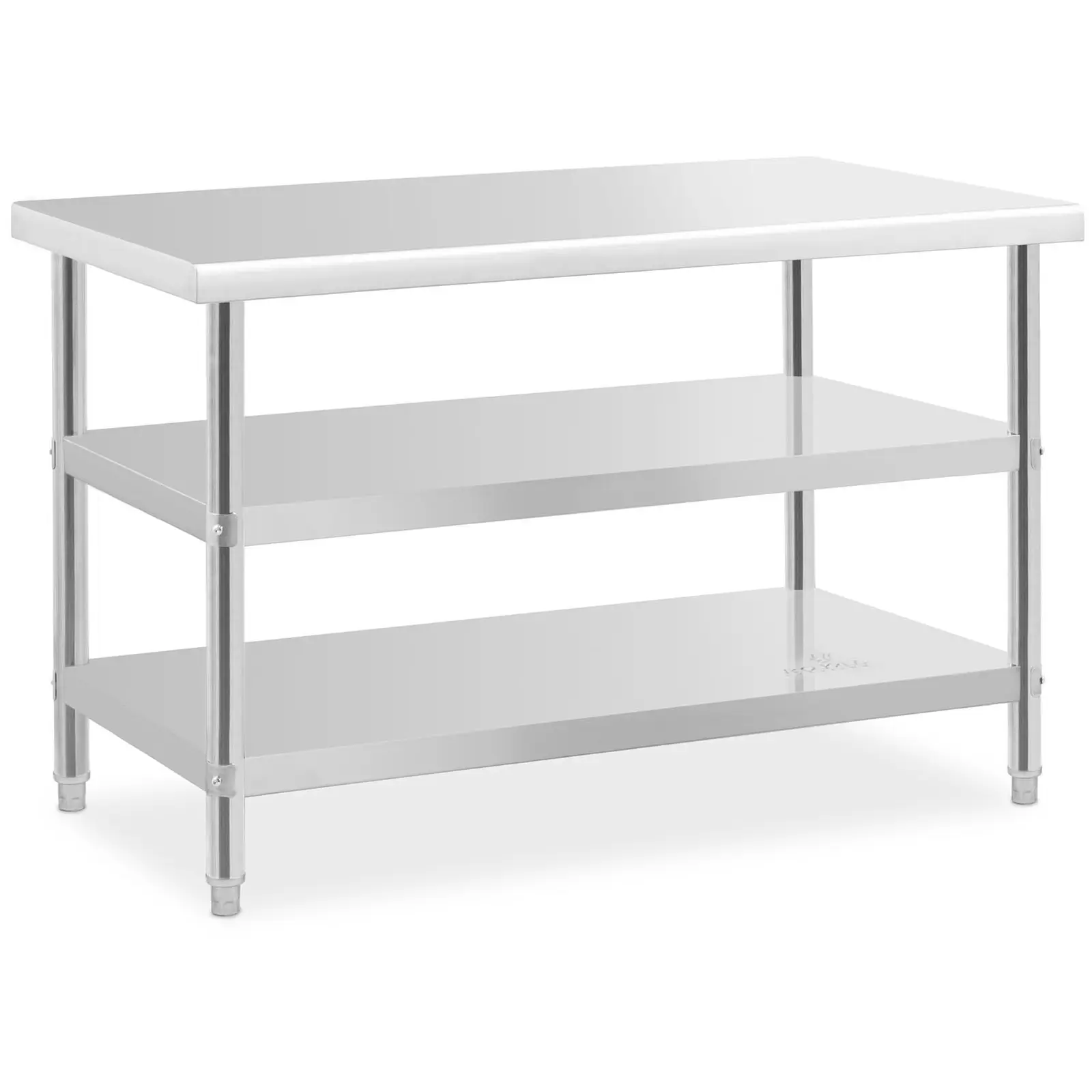 Stainless steel table - 120 x 70 x 5 cm - 200 kg - 2 shelves - Royal Catering