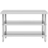 Stainless steel table - 120 x 60 x 5 cm - 200 kg - 2 shelves - Royal Catering