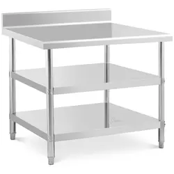 Stainless steel table with backsplash - 100 x 90 x 16.5 cm - 209 kg - 2 shelves - Royal Catering