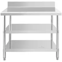 Stainless steel table with backsplash - 100 x 90 x 16.5 cm - 209 kg - 2 shelves - Royal Catering
