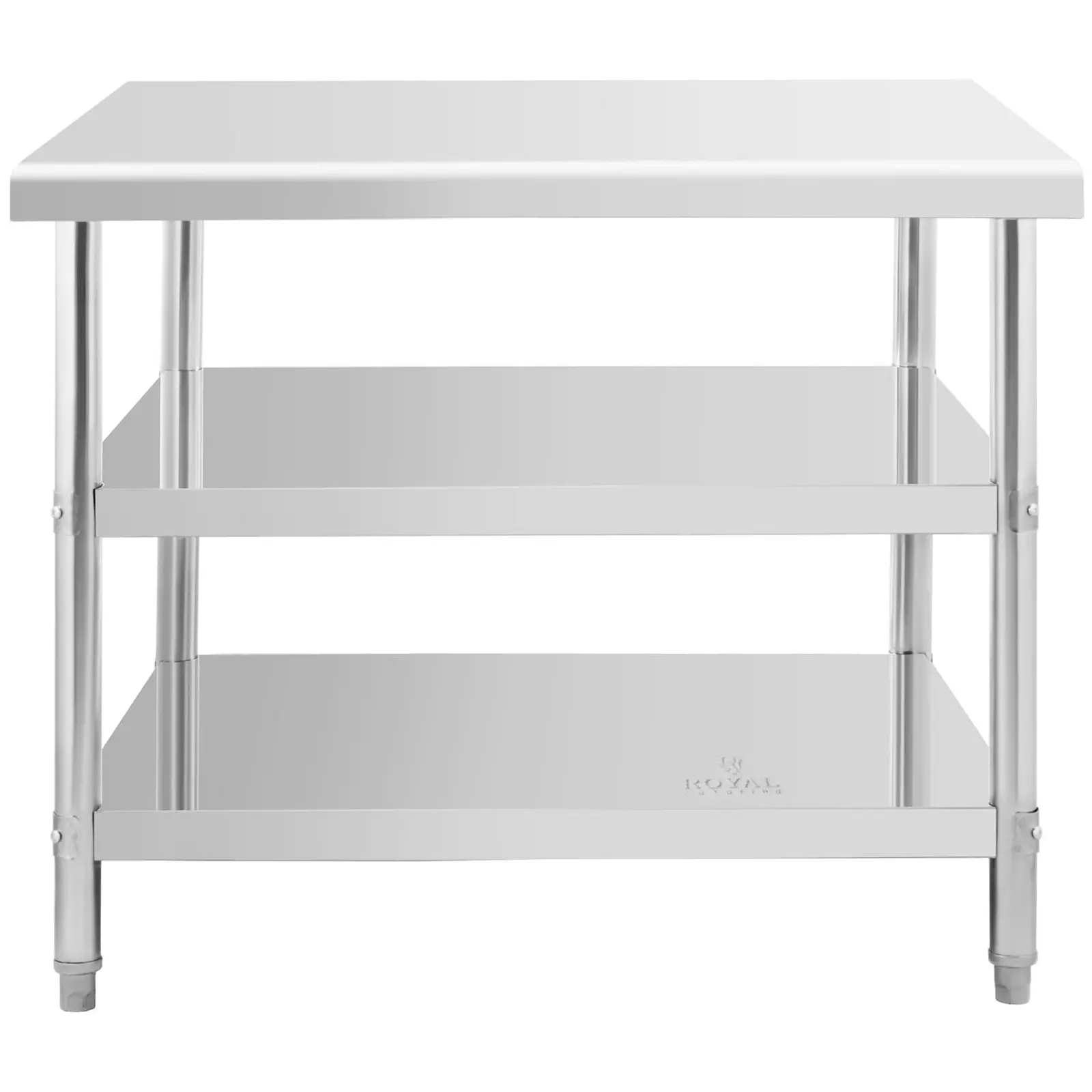 Table de travail inox - 100 x 90 x 5 cm - 195 kg - 2 tablettes - Royal Catering 