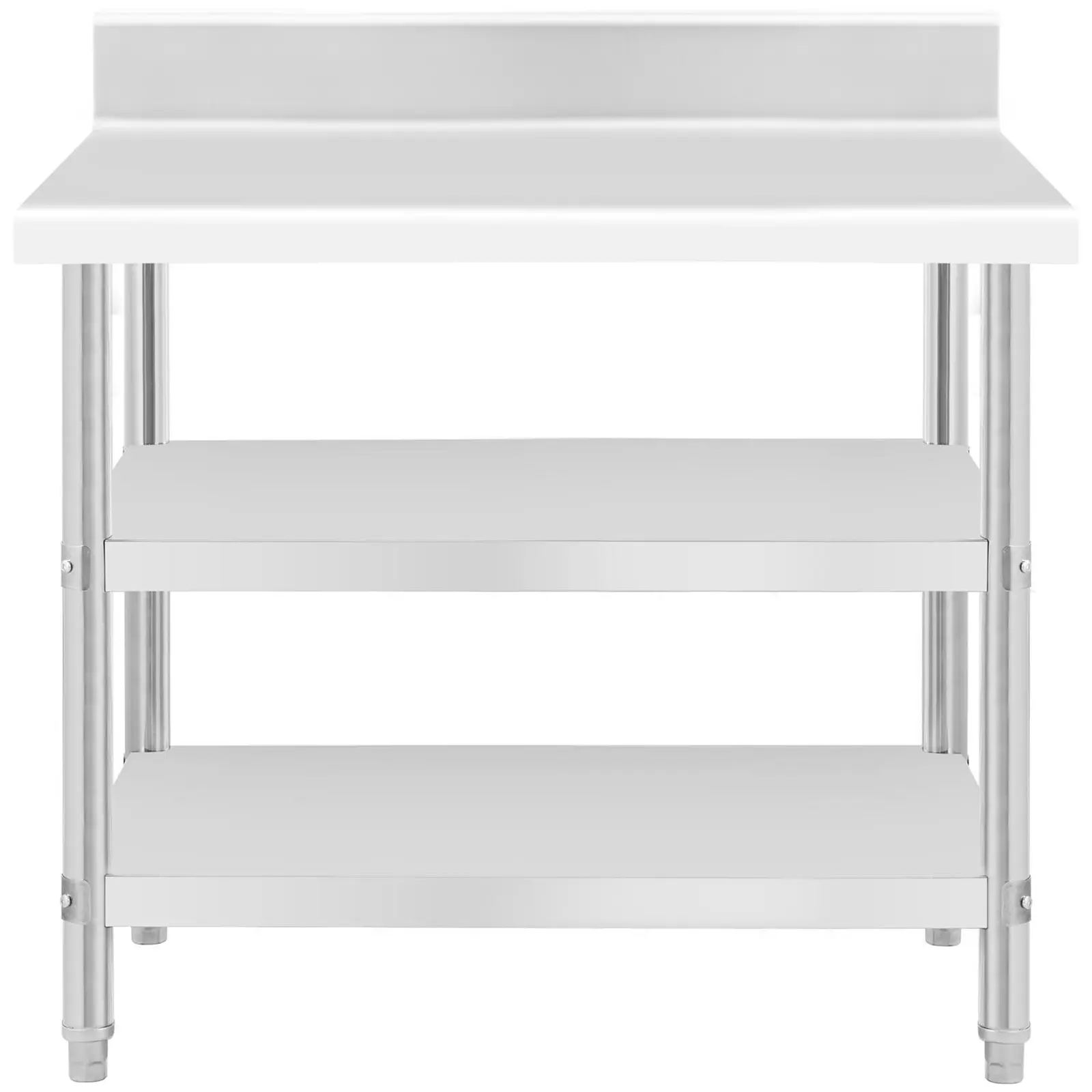 Stainless Steel Work Table with upstand - 100 x 70 x 16.5 cm - 204 kg - 2 shelves - Royal Catering