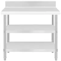 Stainless Steel Work Table with upstand - 100 x 70 x 16.5 cm - 204 kg - 2 shelves - Royal Catering