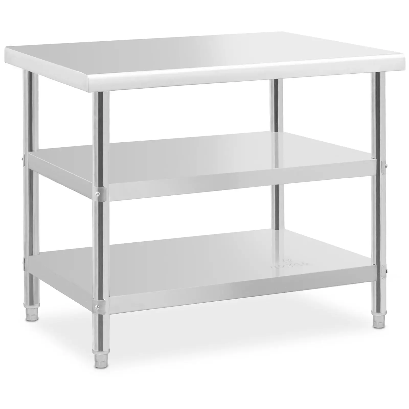 Table de travail inox - 100 x 70 x 5 cm - 190 kg - 2 tablettes - Royal Catering 