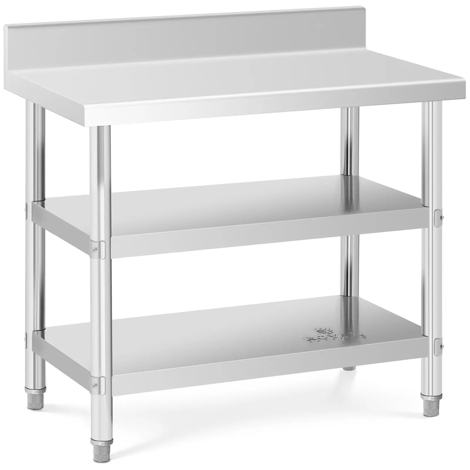 Edelstahltisch mit Aufkantung - 100 x 60 x 16.5 cm - 199 kg - 2 Ablagen - Royal Catering