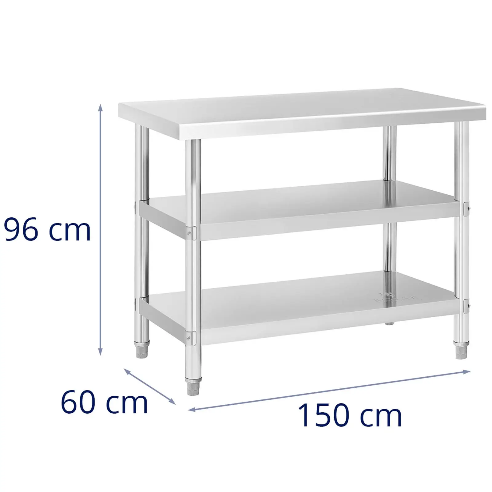 Pracovní stůl z ušlechtilé oceli - ECO - 100 x 60 cm - 185 kg - mezipolice - Royal Catering