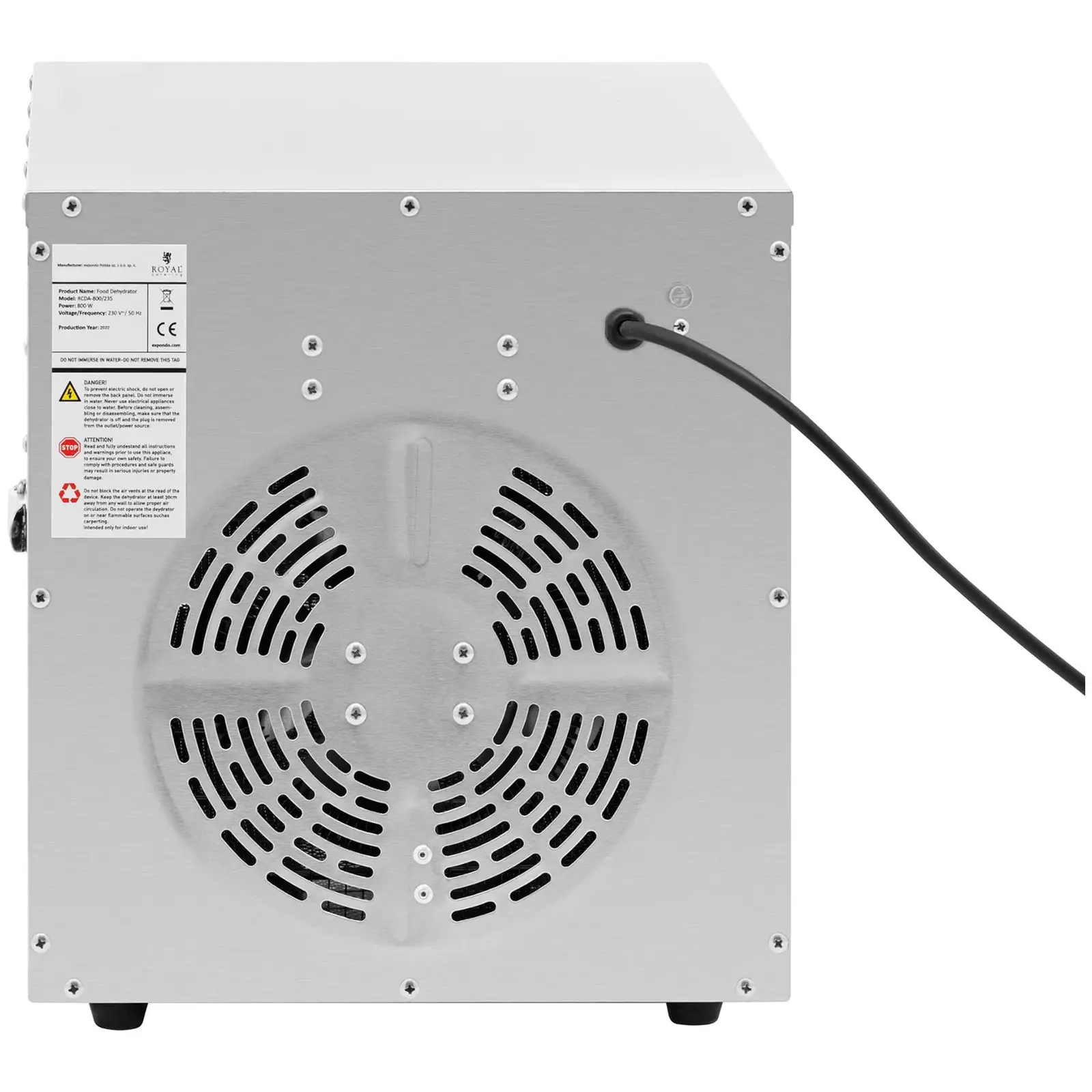 Kasvikuivuri - 800 W - 8 kuivaustasoa - Royal Catering (Väri: Hopeanvärinen)