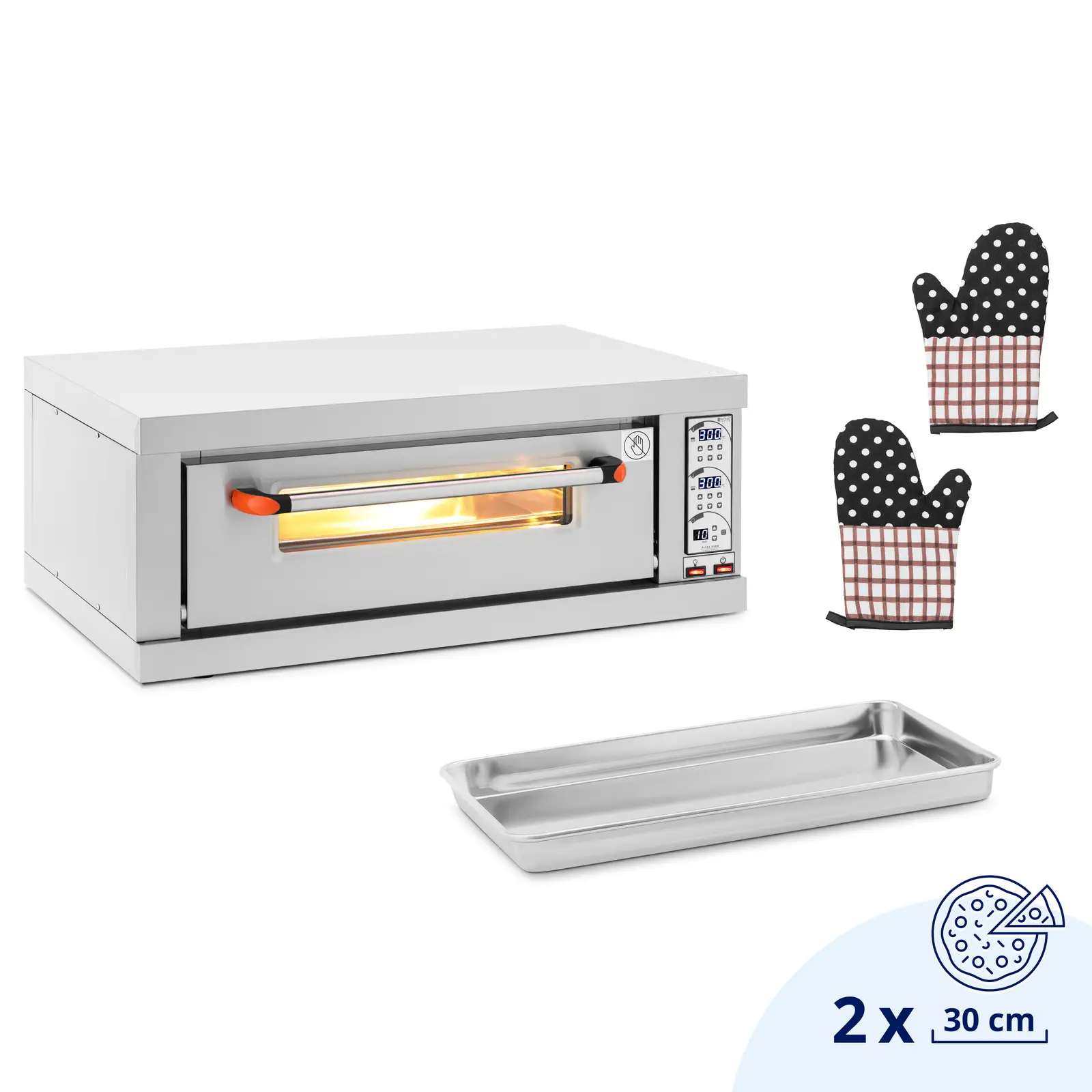 Elektro-Pizzaofen - 1 x 40 cm - 1 Kammer - 3200 W - 230 V - digital - Schamottstein - Royal Catering