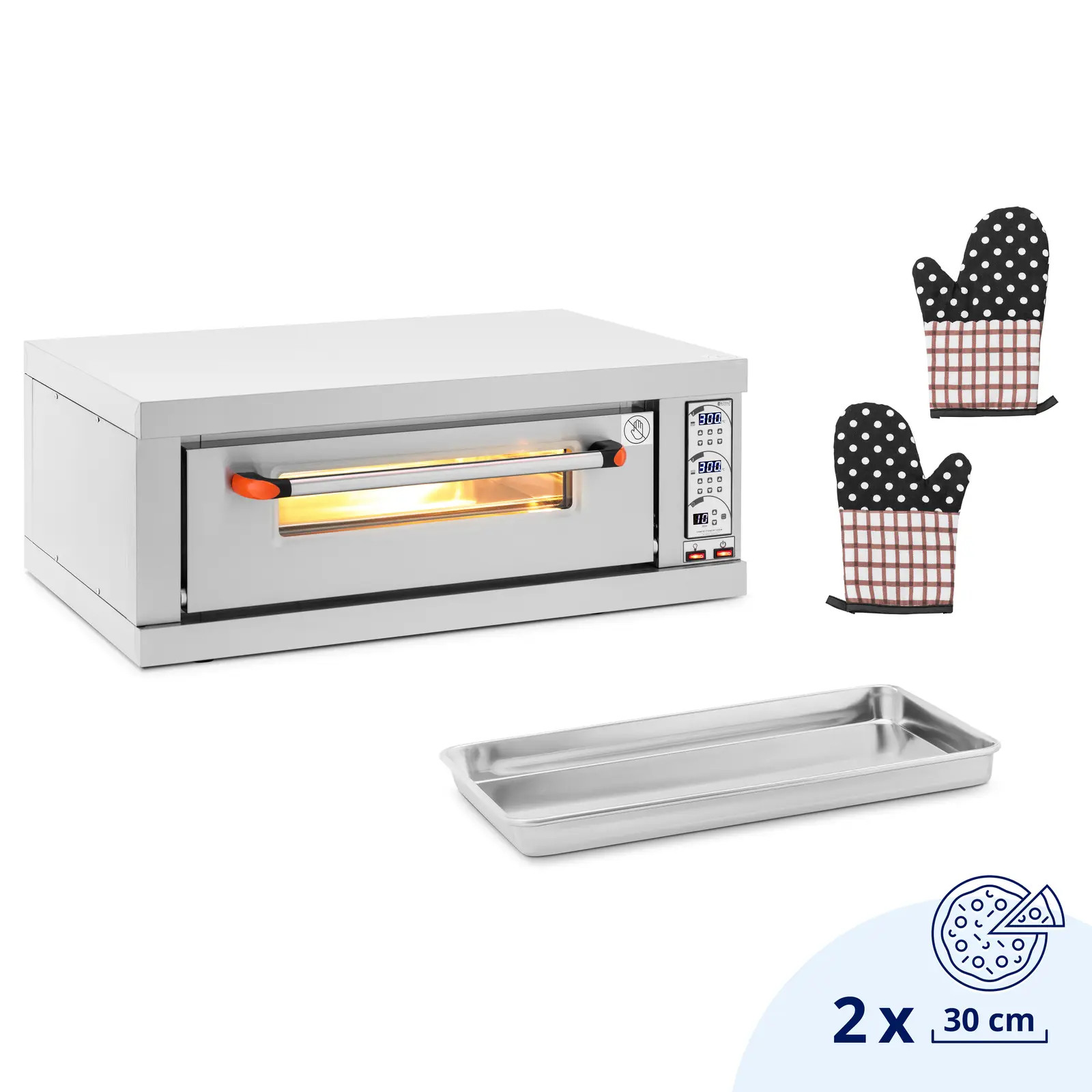 Elektro-Pizzaofen - 2 x 30 cm - 1 Kammer - 3200 W - 230 V - digital - Royal Catering