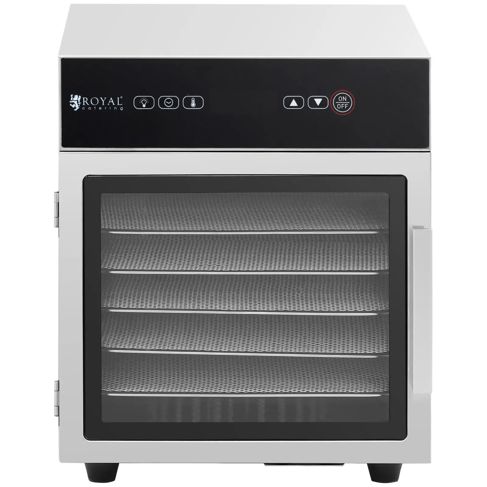 Kasvikuivuri - ruostumaton teräs - 500 W - 6 kuivaustasoa - Royal Catering (Väri: Hopeanvärinen)
