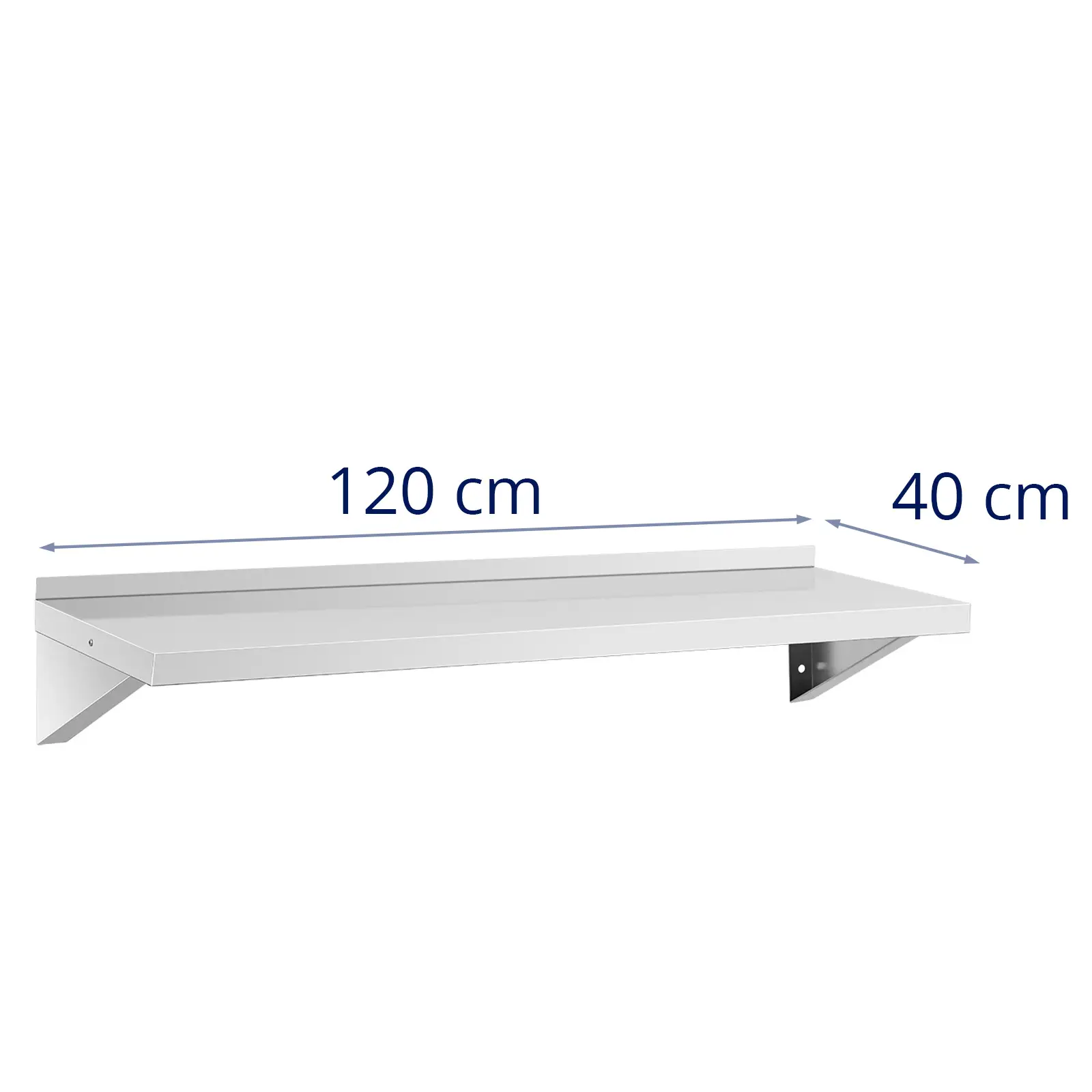 Nástěnná police - ušlechtilá ocel - 120 x 40 cm - až 80 kg - Royal Catering (Materiál: Ušlechtilá ocel)