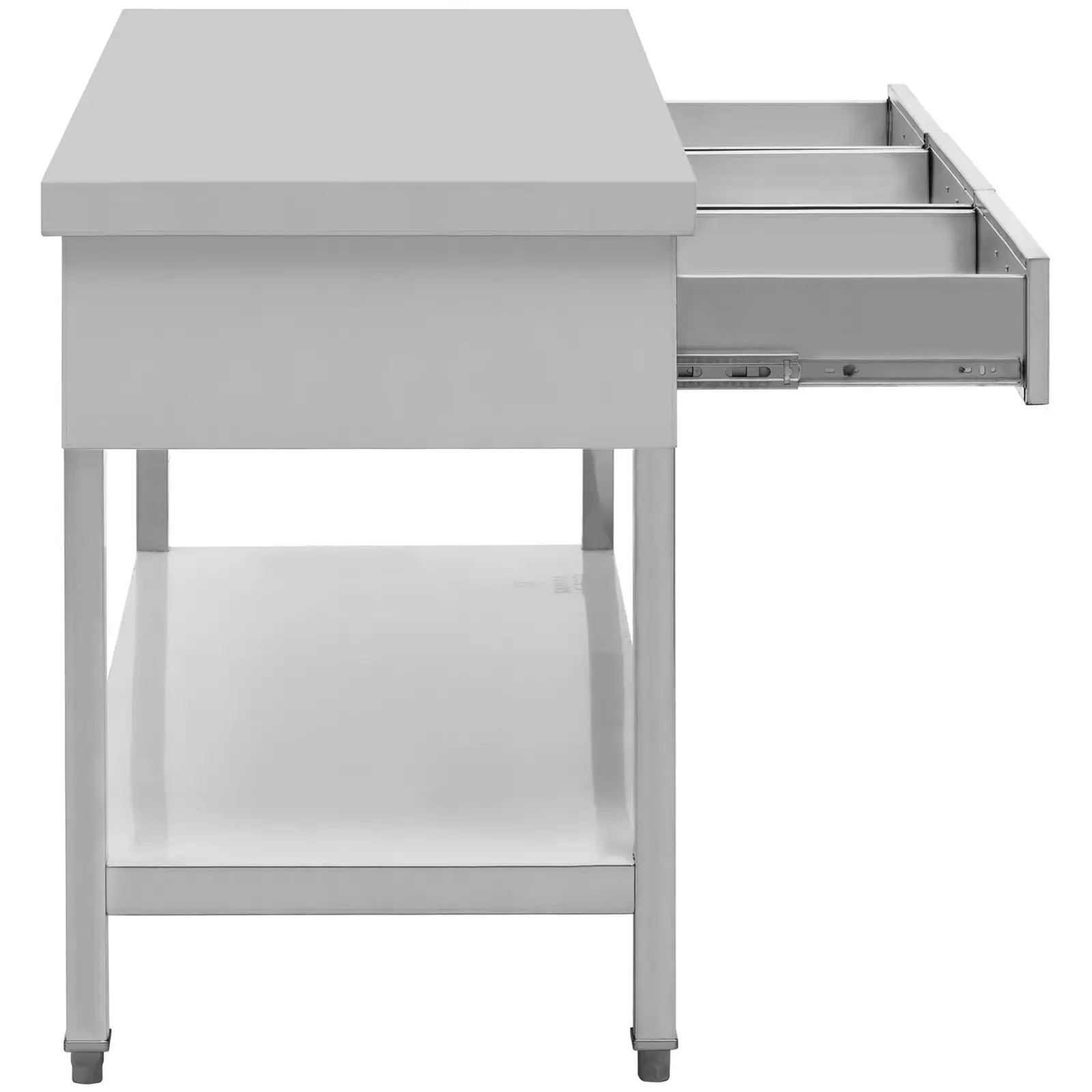 Table de travail inox - PREMIUM - 150 x 60 cm - 295 kg - 3 tiroirs - Royal Catering (Charge max. étagère inférieure: 100 kg)