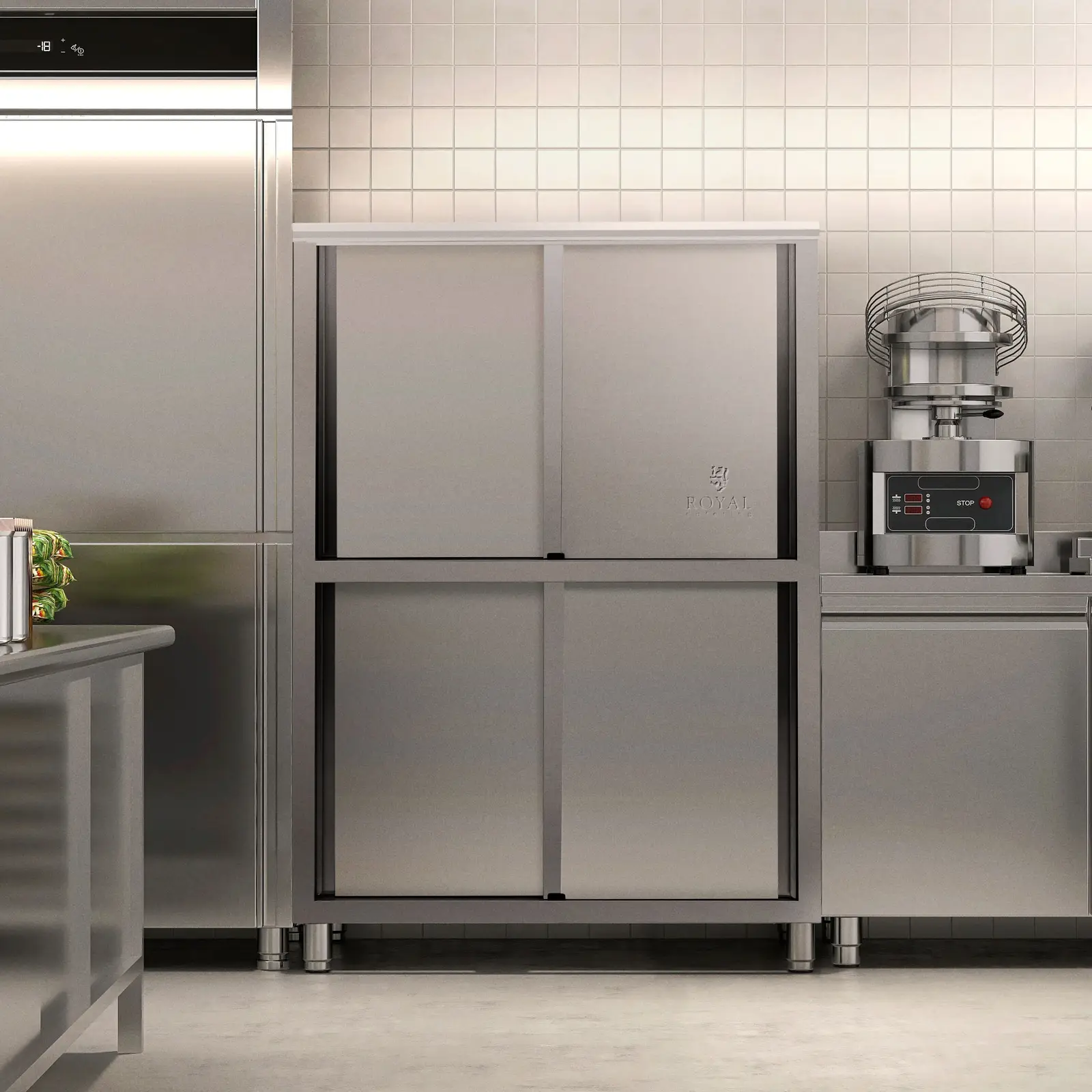 Armoire en acier inoxydable - 1 200 x 500 x 1 800 mm - 4 étagères - jusqu'à 200 kg - Royal Catering (Matériau(x): Acier inoxydable)