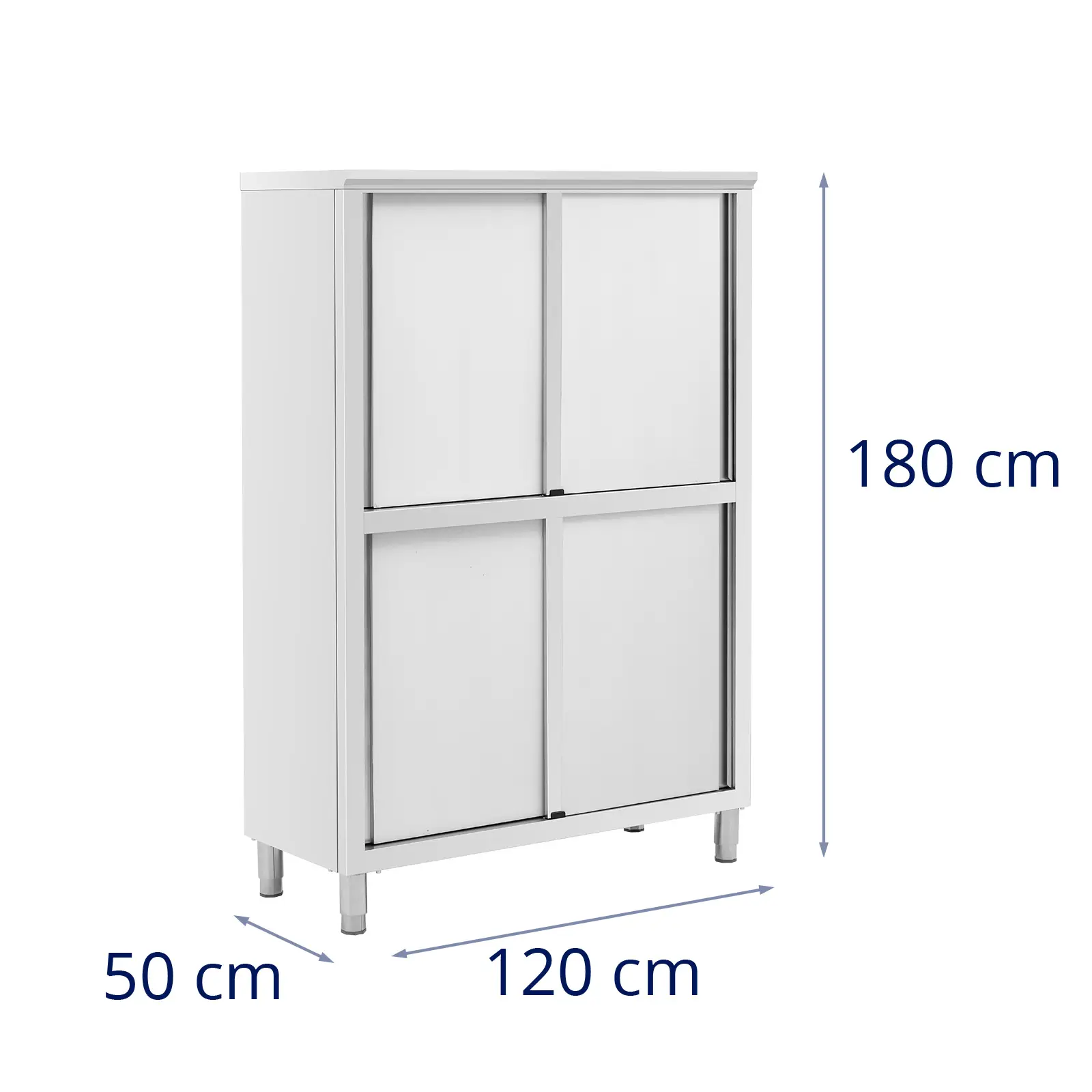 Armoire en acier inoxydable - 1 200 x 500 x 1 800 mm - 4 étagères - jusqu'à 200 kg - Royal Catering (Poids: 81.7 kg)