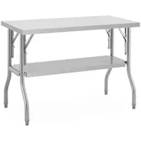 Foldable Work Table - with shelf - 120 x 60 cm - 140 kg load capacity - Royal Catering