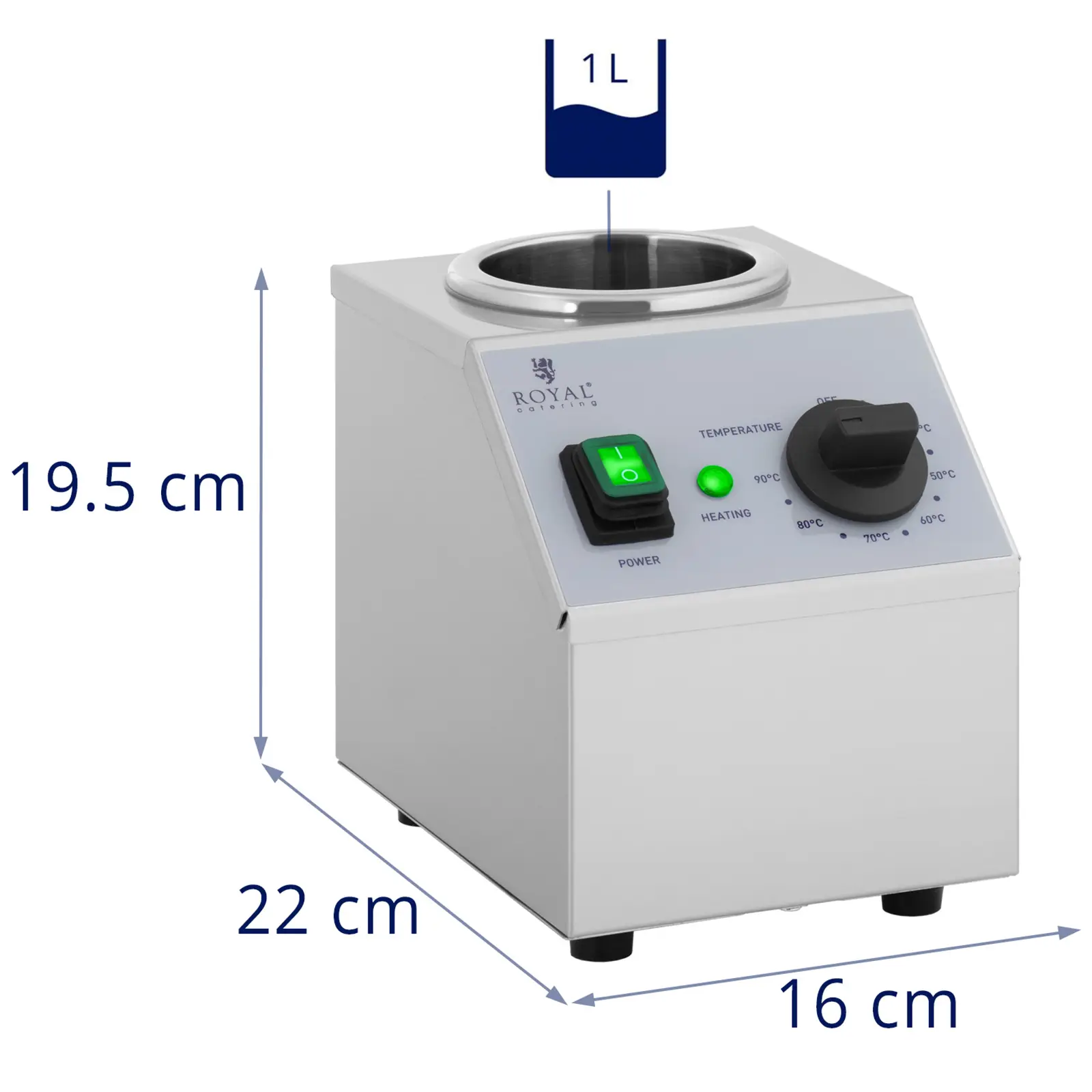 Scalda salse - 1 x 1 L - Pannello di controllo superiore - Royal Catering