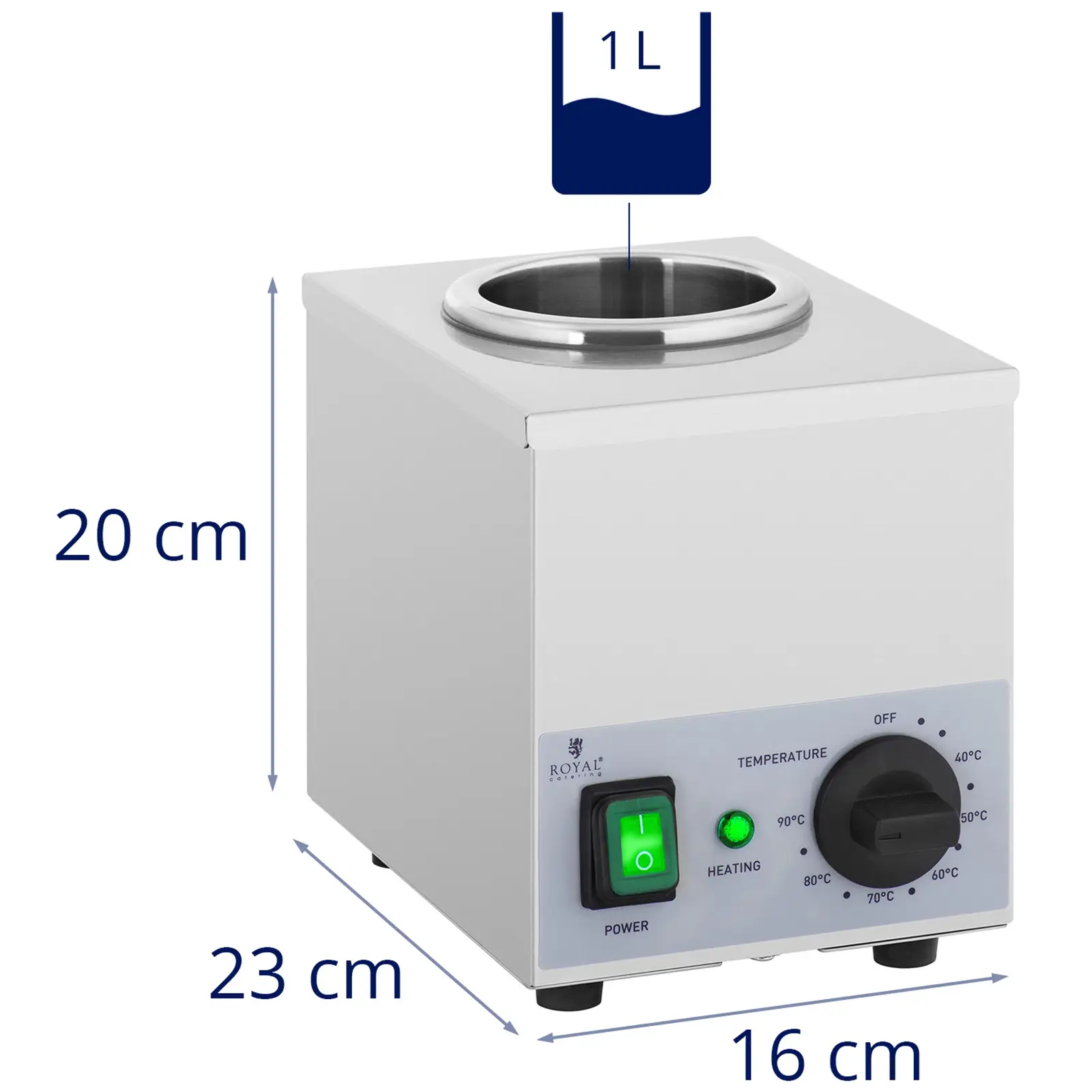 Chauffe sauce bouteille - 1 x 1 l - Panneau de commande en bas - Royal Catering (Tension [V]: 220-240)