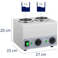Sauce Warmer - 2 x 1 L - Control panel at the bottom - Royal Catering