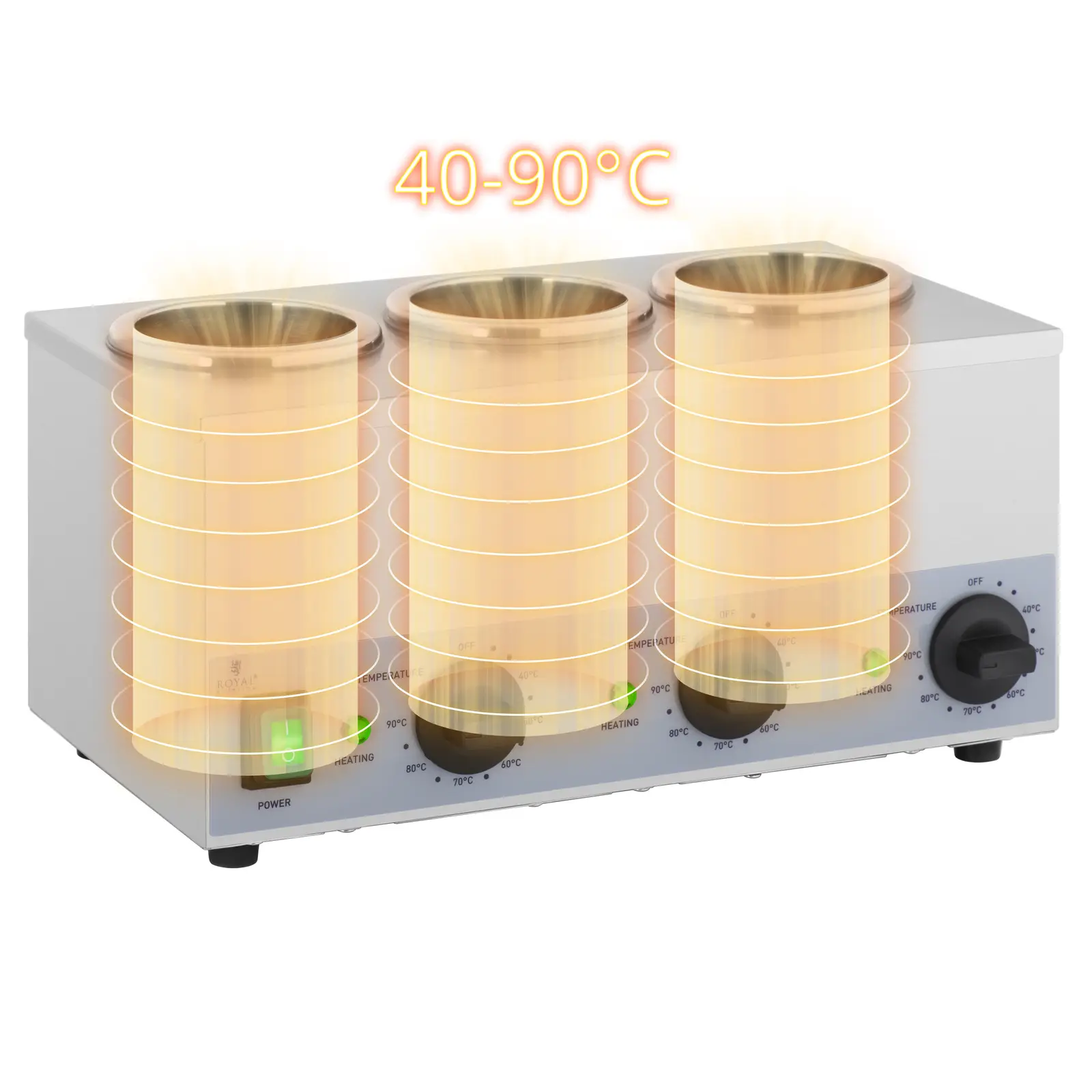 Chauffe sauce bouteille - 3 x 1 l - Panneau de commande en bas - Royal Catering (Volume: 3 l)