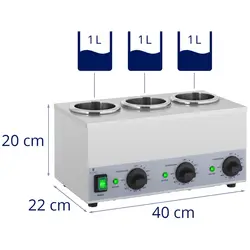 Calentador de salsas - 3 x 1 L - panel de control en la parte inferior - Royal Catering