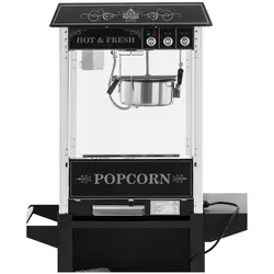 Popcornmaskine med vogn - retrodesign - 150 / 180 °C - sort - Royal Catering