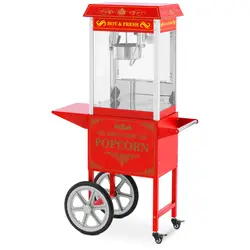 Popcornmaskine med vogn - retrodesign - 150 / 180 °C - rød - Royal Catering