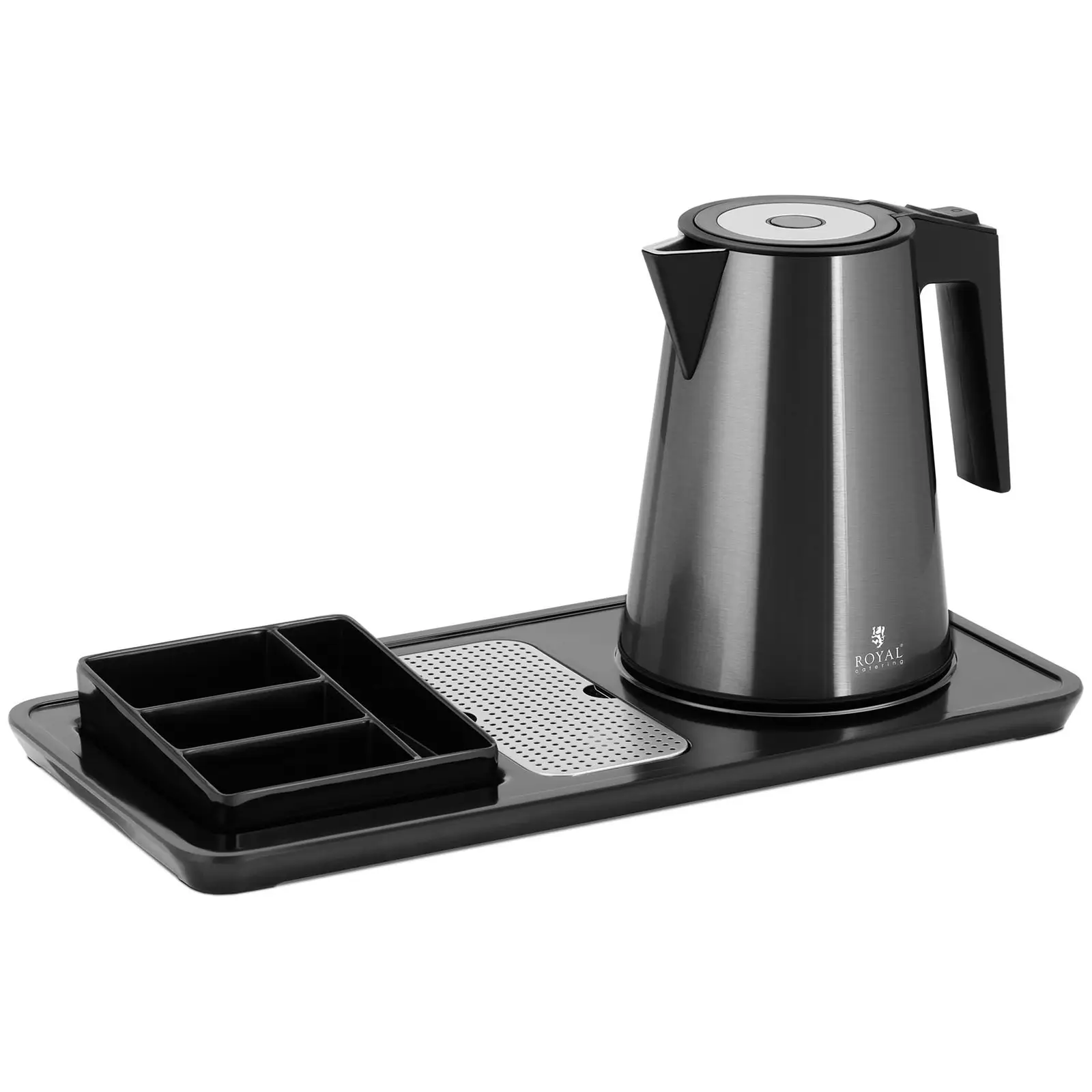 Elkedel til te - med holder til tebreve - 1,2 l - 1800 W - sort - Royal Catering