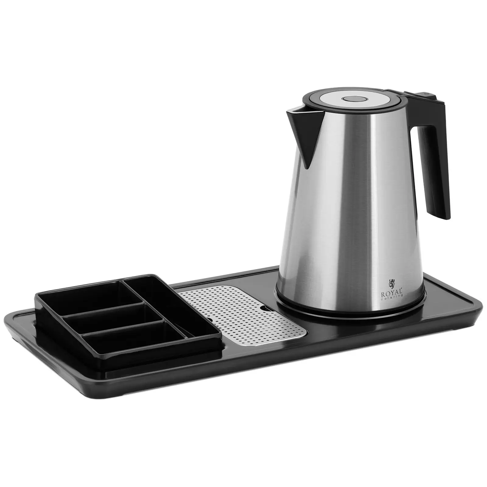 Elkedel til te - med holder til tebreve - 1,2 l - 1800 W - sølv - Royal Catering