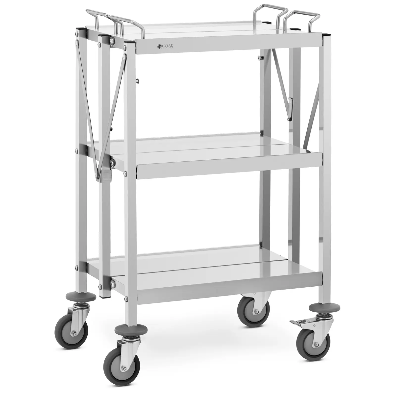 Carrello di servizio - 3 Ripiani - 40 x 58 cm - 90 kg - Pieghevole - Royal Catering