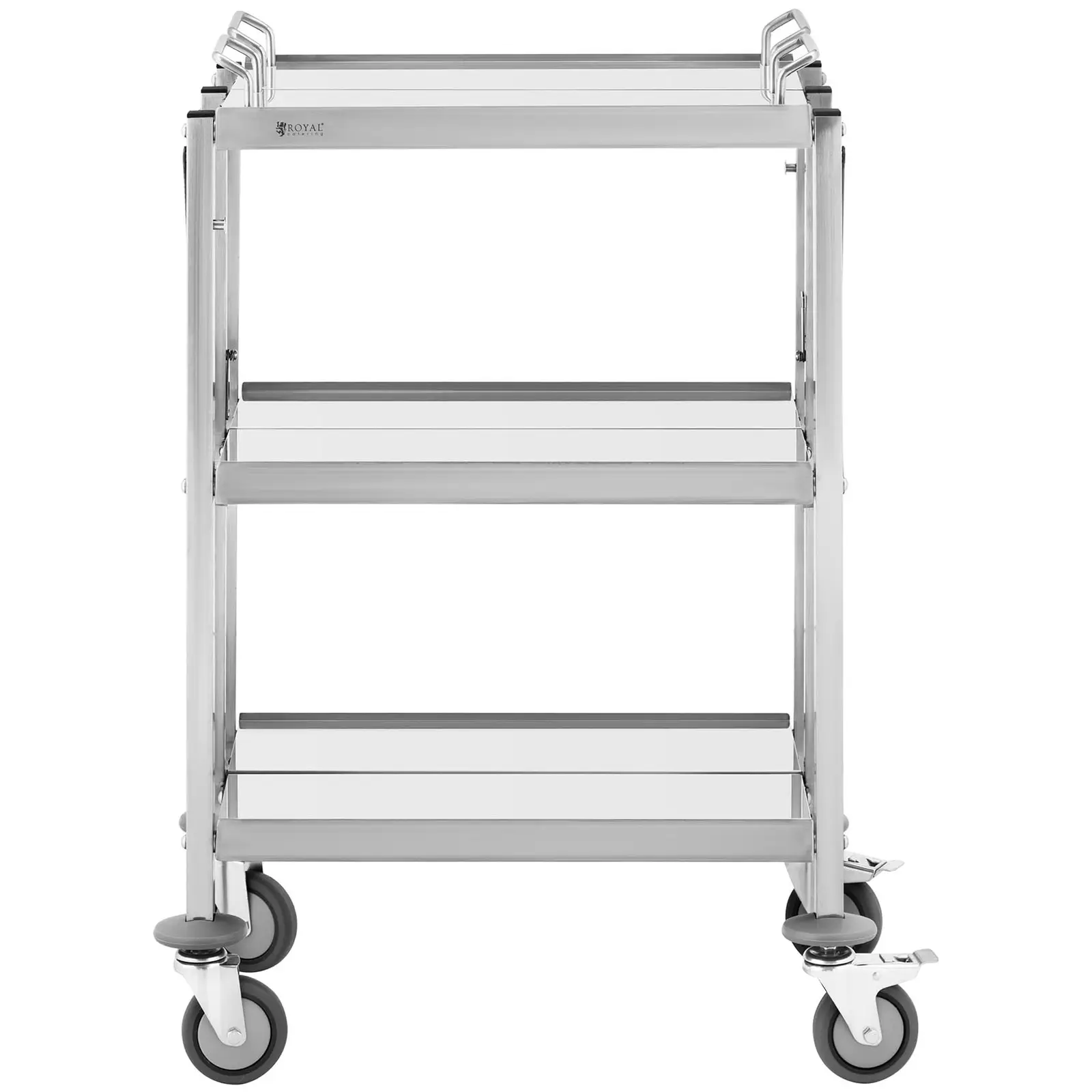 Chariot de service - 3 tablettes - 40 x 58 cm - 90 kg - pliable - Royal Catering (Roulettes pivotantes: Oui)